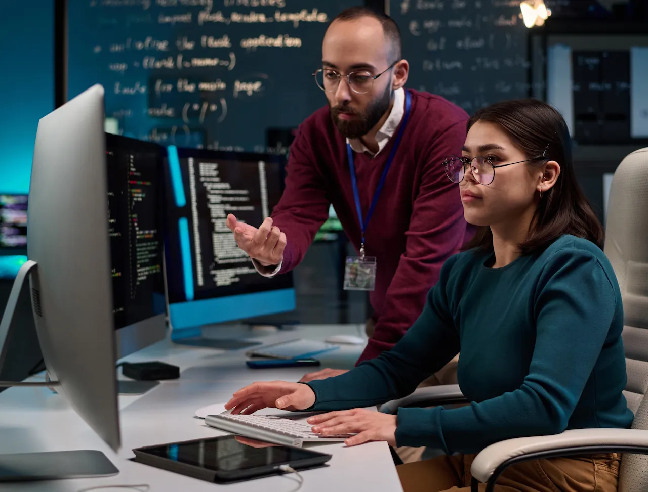 Employees working together in an office